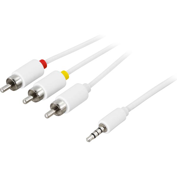 Deltaco 3.5mm Male - 3xRCA Male Audio Cable, 10m, White